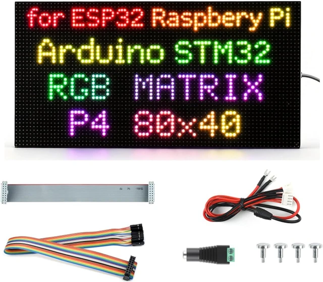 Main image of 3200 RGB Full-Color LED Matrix Panel, 4mm Pitch, 80×40 Pixels, Compatible with Raspberry Pi 5/4B/Zero 2W/Zero/Pico 2W /Pico/STM32/ESP32, Support Adjustable Brightness, Chainable, Animation