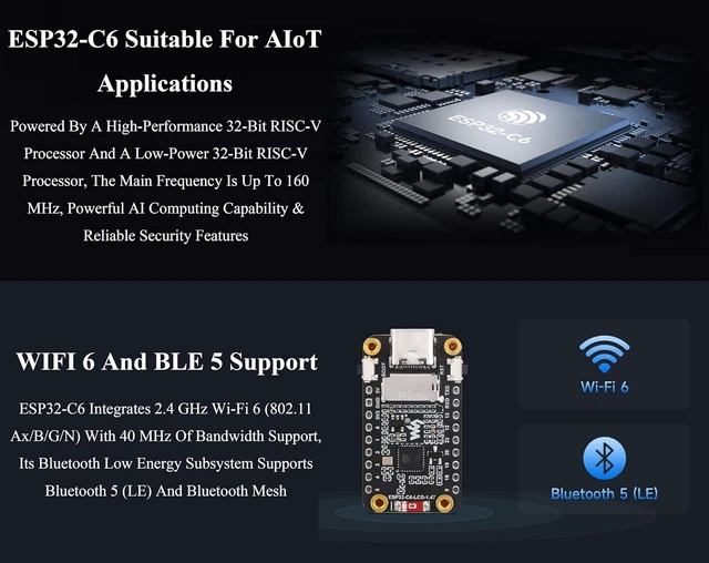 Alt view image 4 of 7 - ESP32-C6 1.47inch Display Development Board,172×320, 262K RGB Color, 262K Color, 160MHz Running Frequency Single-core Processor, Support W-iF-i & BLE, with Colorful RGB LED, ESP32 with Display