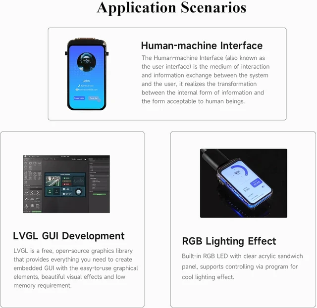 Alt view image 5 of 7 - ESP32-C6 1.47inch Display Development Board,172×320, 262K RGB Color, 262K Color, 160MHz Running Frequency Single-core Processor, Support W-iF-i & BLE, with Colorful RGB LED, ESP32 with Display
