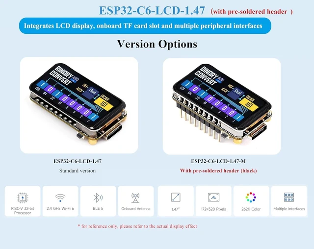 Alt view image 2 of 7 - ESP32-C6 1.47inch Display Development Board,172x320, Support WiFi & BLE