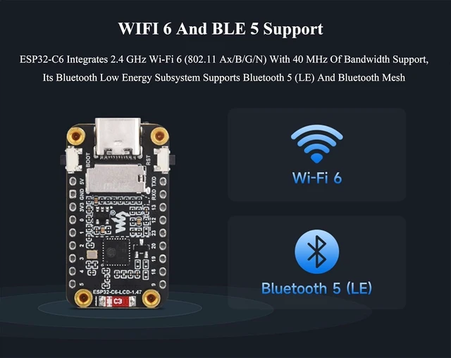 Alt view image 4 of 7 - ESP32-C6 1.47inch Display Development Board,172x320, Support WiFi & BLE