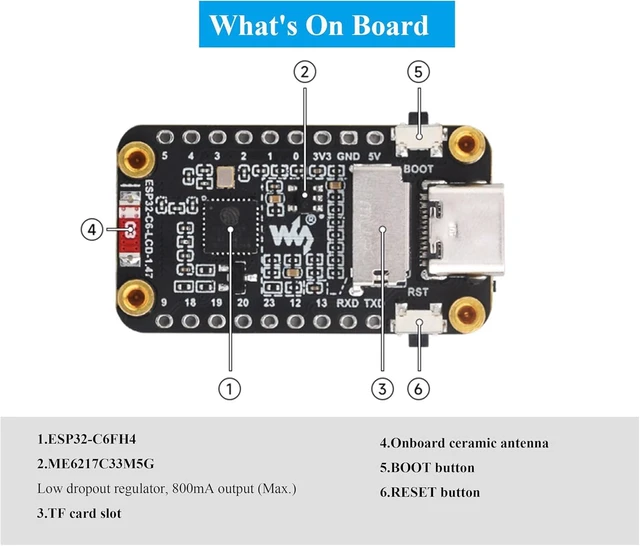 Alt view image 7 of 7 - ESP32-C6 1.47inch Display Development Board,172x320, Support WiFi & BLE