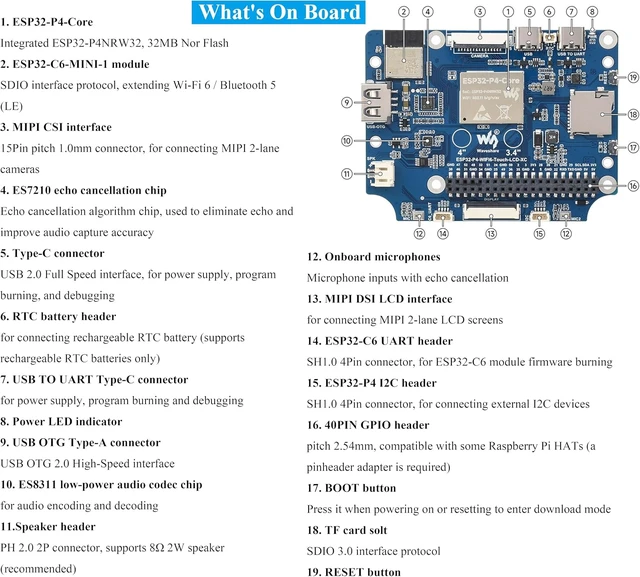 Alt view image 7 of 7 - ESP32-P4 with 4 inch Round Touch Display Development Board, IPS LCD, 720 x 720 Pixels, Onboard Dual Microphones, Support WFi 6 / BLE 5, Audio Input/Output, Supports AI Voice Interaction