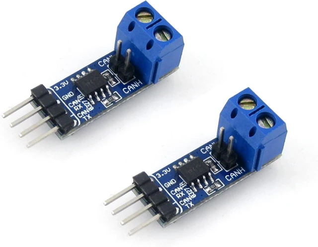 Main image of (2PCS) SN65HVD230 CAN Bus Transceiver Board for Connecting MCUs to CAN Network, Pinout Compatible with PCA82C250, ESD Protection, CAN Bus Communication Module, 3.3V