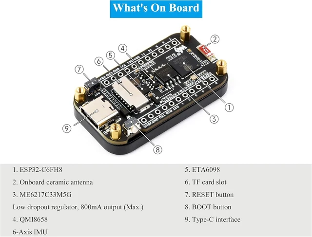 Alt view image 6 of 7 - ESP32-C6 1.47inch Touch Display Development Board, 172x320 Resolution IPS LCD, 262K Display Color, Supports W-F-i 6 / BLE 5, 160MHz RISC-V Processor, Type-C, with Pre-Soldered Header