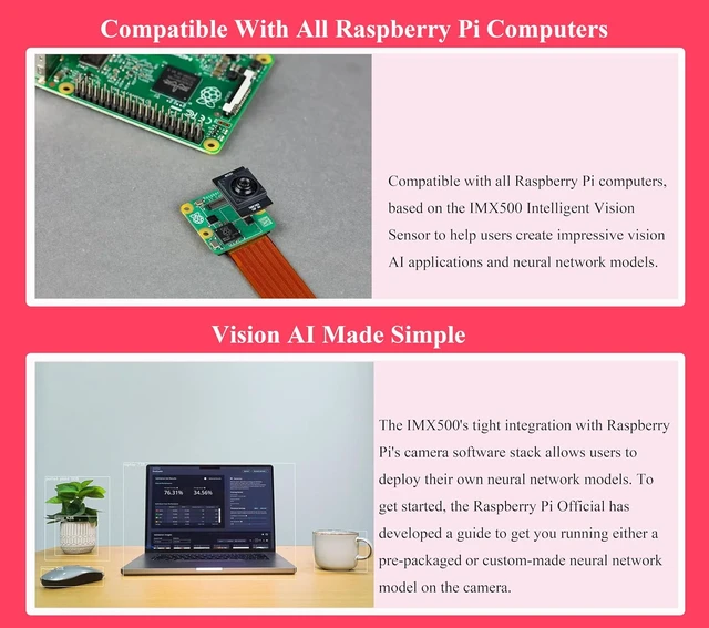Alt view image 5 of 7 - Official RPi AI Camera, 12MP, IMX500 Intelligent Vision Sensor, 78.3° FOV, Based on IMX500 Intelligent Vision Sensor, AI Camera Compatible with Raspberry Pi 5/ 4B/3B+/3B/2B/A+/Zero W/WH/Zero 2W