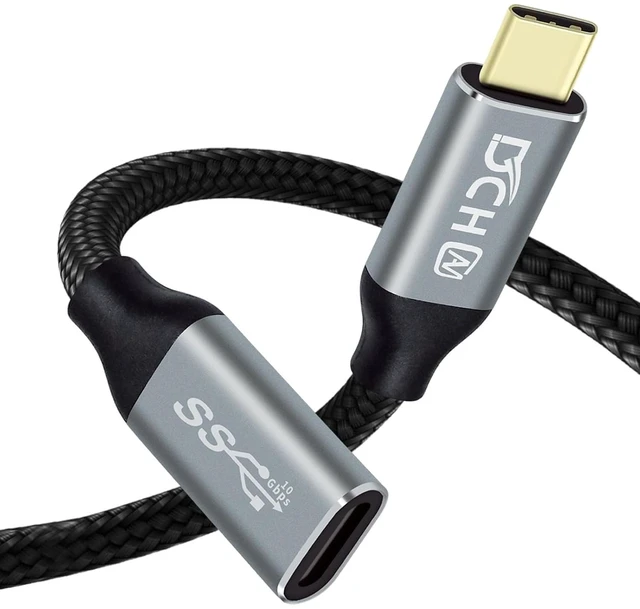 Main image of DCHAV 1.5ft 100W USB C to USB C Cable Male to Female 4K Video Output 10Gbps Data Transfer 3.1 Gen 2 PD 20V 5A Fast Charging Type C to Type C Monitor Cord Nylon Braided for Laptop Phone Tablet