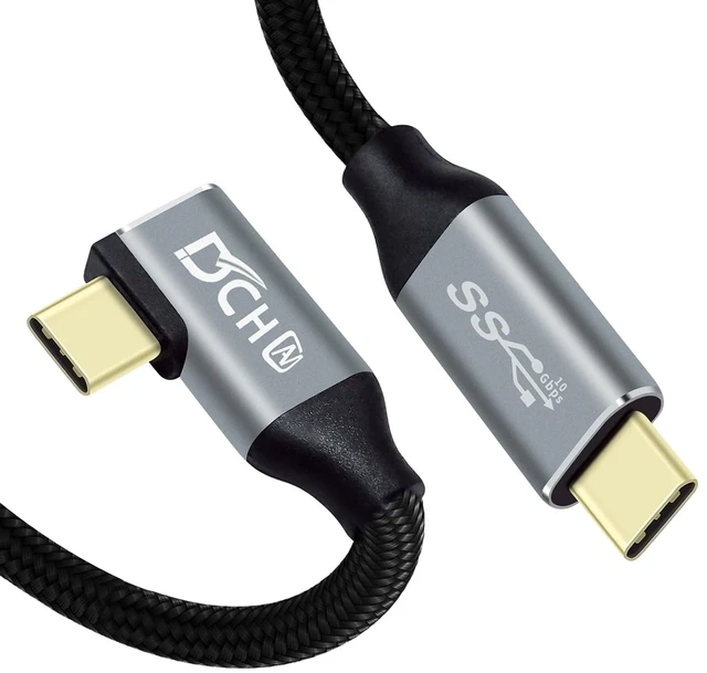 Main image of DCHAV 3ft 90 Degree USB C Cable 100W Fast Charging 4K Video Output 10Gbps Data Transfer 3.1 Gen 2 PD 20V 5A Nylon Braided Type C to Type C Monitor Cord Charge Phone Tablet Laptop Computer