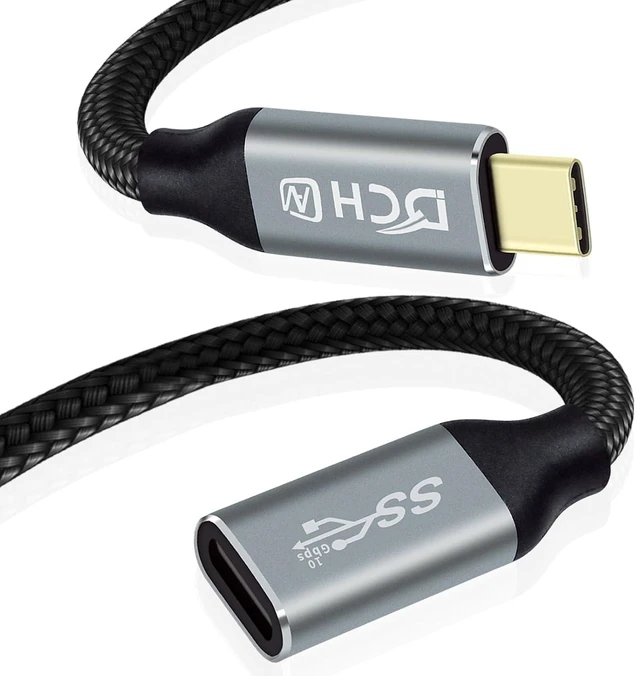 Main image of DCHAV 3ft 100W USB C to USB C Cable Male to Female 4K Video Output 10Gbps Data Transfer 3.1 Gen 2 PD 20V 5A Fast Charging Type C to Type C Monitor Cord Nylon Braided for Laptop Phone Tablet