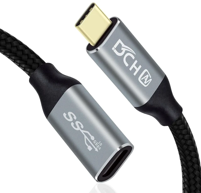 Main image of DCHAV 6ft 100W USB C to USB C Cable 4K Video Output 10Gbps Data Transfer 3.1 Gen 2 PD 20V 5A Fast Charging Male to Female Type C to Type C Monitor Cord Nylon Braided for Laptop Phone Tablet