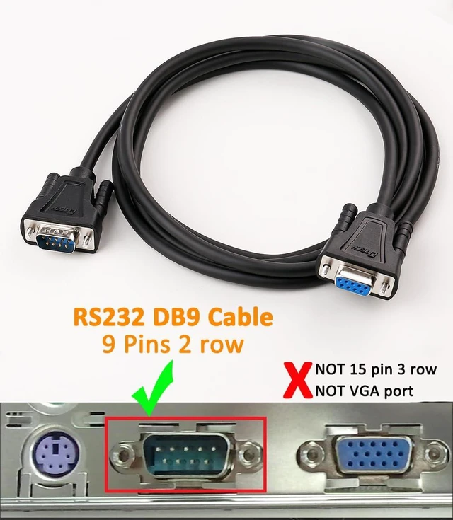 Alt view image 2 of 7 - DTECH RS232 Null Modem Cable DB9 Male to Female Serial Cord Full Handshaking 7 Wire Crossover for Data Communication Computer Switch Laptop Router (5 Feet, Black)