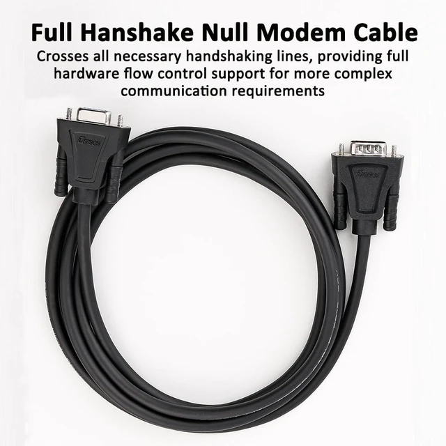 Alt view image 5 of 7 - DTECH RS232 Null Modem Cable DB9 Serial Male to Male Cord Full Handshaking 7 Wire Crossover for Data Communication Compatible with Computer Network Switch Laptop Router (1.5 Feet, Black)
