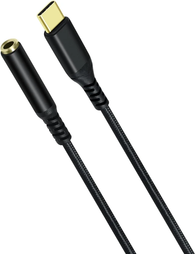 Alt view image 7 of 7 - DCHAV USB C to 3.5mm Audio Adapter USBc to 3.5 mm Headphone Jack Type C Aux Cord Braided Male to Female Dongle DAC Chip for Android Phone Tablet Laptop Speaker Headset Microphone Car Stereo, Black