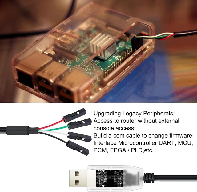 Alt view image 7 of 7 - DTECH USB to TTL Serial Adapter Cable 3.3V 4 Pin LED Indicators Prolific Chip UART Debug Converter PL2303 3V3 tx rx Signal Level Output for Windows 11 10 8 7 XP MAC Linux Debugging Programming, 6ft