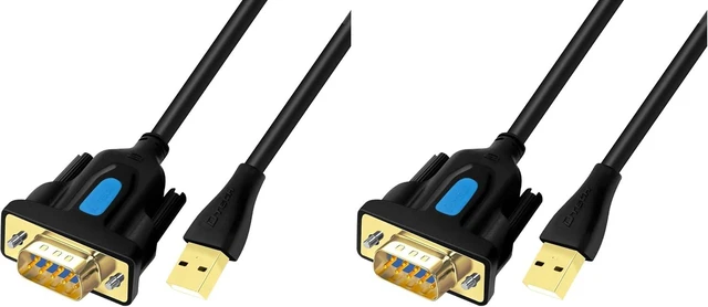 Main image of DTECH USB to Serial Adapter DB9 RS232 Cable Prolific Chip PL2303 DB-9 Male Cord 3ft Compatible with Windows 11 10 8 7 Mac Linux for Laptop RS232C Printer Radio (Pack of 2)