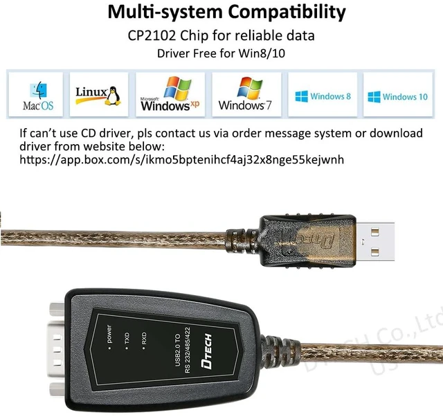 Alt view image 4 of 7 - DTECH USB to Serial Adapter RS485 RS422 R232 (3 in 1 Interface) Supports DC 5V with Breakout Board LED Lights for Multi-Kind Control Devices Windows 11 10 8 7 XP Mac (5ft)