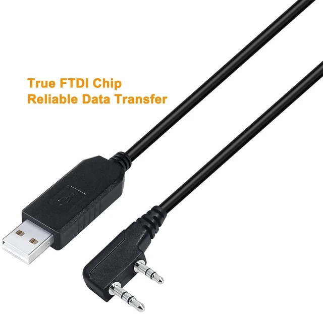 Alt view image 2 of 6 - DTECH USB Programming Cable with FTDI Chip for BaoFeng UV-5R BF-F8H-P UV-82H-P UV-82 BF-888S H777 TH Series K1 Kenwood 2 Pin Connector Two Way Ham Radio Cord 3ft
