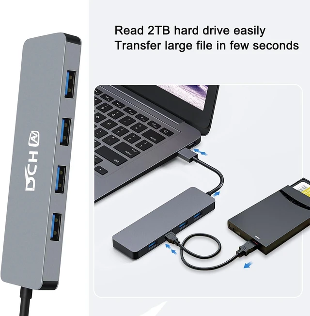 Alt view image 5 of 6 - USB C Hub 3.0, DCHAV 4-Port USB Splitter Data USBc Hub Multiport Adapter for Laptop PC Desktop Computer Notebook Printer HDD Keyboard and Mouse Compatible with Windows Mac Linux Chrome