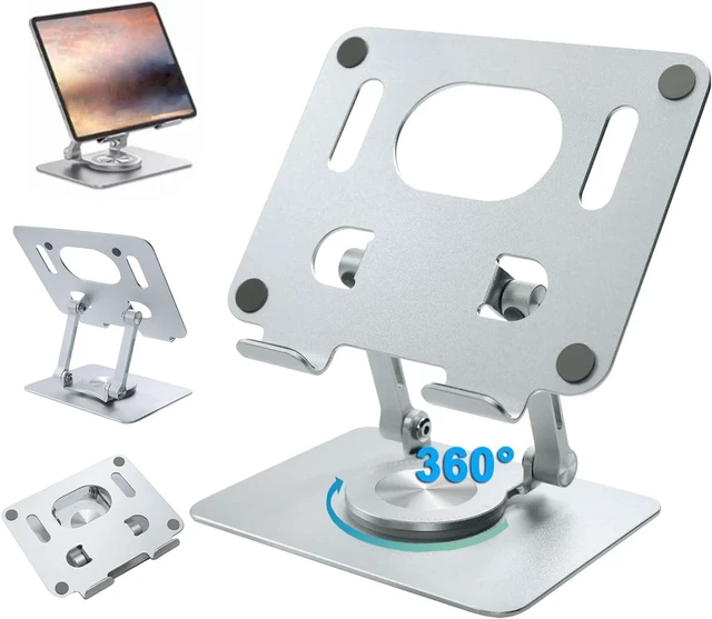 Main image of DCHAV Foldable Adjustable Drawing Tablet Stand for Desk iPad Holder Laptop Computer Riser 360 Rotating Ergonomic Aluminum Raised Table for Portable Monitor Phone 5-12 Inch Notebook, Silver