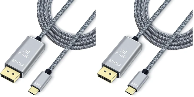 Main image of DCHAV 8K USB-C to DisplayPort Cable 6-Foot 4K@144Hz 8K@60Hz 5K 2K@165Hz USB to DP Adapter Display Port Cord Nylon Braided Aluminum Connector for Monitor Computer Laptop Television Tablet (Pack of 2)