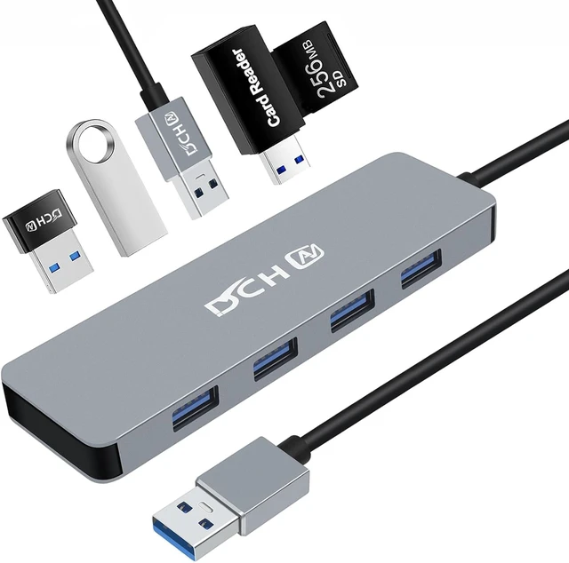 Alt view image 2 of 7 - DCHAV USB Hub 4 Port, Multiport USB 3.0 Hub for Laptop PC, Multiple USB Splitter 1 in 4 Out Expander for Keyboard, Mouse, Flash Drive, Printer Compatible with usba Desktop Computer, Gaming Console
