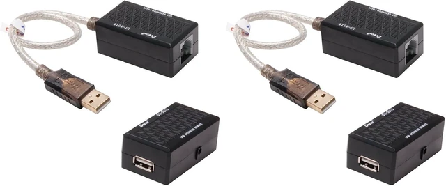 Main image of DTECH USB Extension Adapter USB to RJ45 Extender Over Cat5 Cat5e Ethernet Cable Set Connection up to 200ft (Pack of 2)