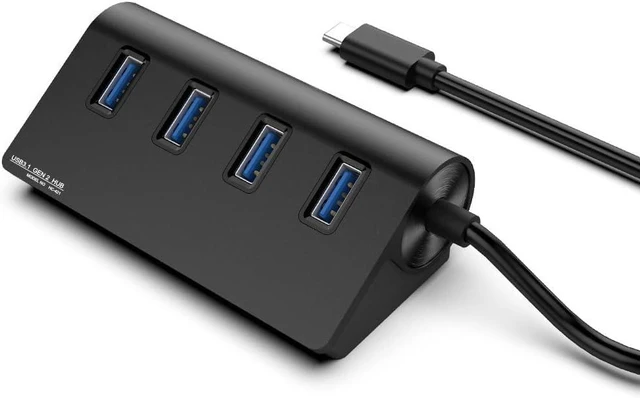Main image of USB C Hub, 4-Port USB 3.0 Hub with USB-A Data Ports, Aluminum USB C to USB Adapter, Expand One USB-C Port into Four USB-A Ports for Laptop, MacBook, PC and Tablet
