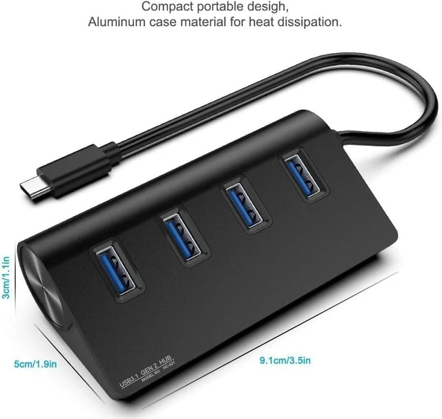 Alt view image 2 of 5 - USB C Hub, 4-Port USB 3.0 Hub with USB-A Data Ports, Aluminum USB C to USB Adapter, Expand One USB-C Port into Four USB-A Ports for Laptop, MacBook, PC and Tablet