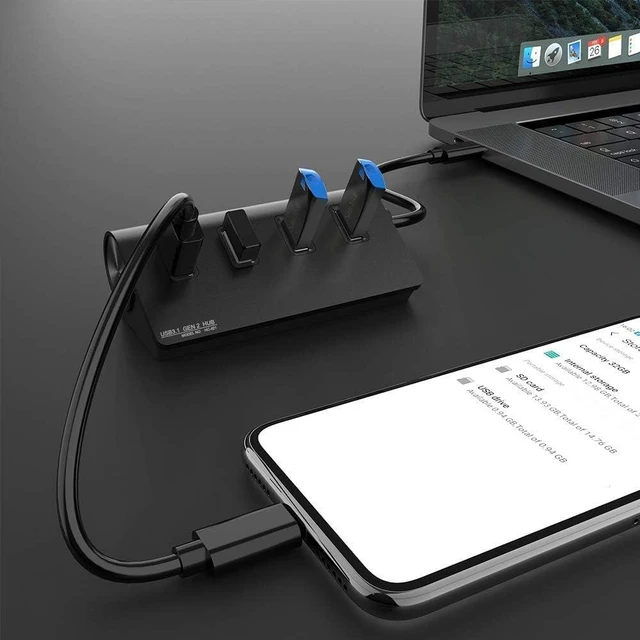Alt view image 5 of 5 - USB C Hub, 4-Port USB 3.0 Hub with USB-A Data Ports, Aluminum USB C to USB Adapter, Expand One USB-C Port into Four USB-A Ports for Laptop, MacBook, PC and Tablet