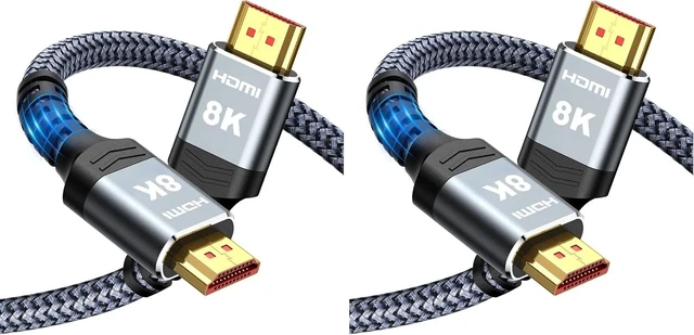 Main image of Long 8K HDMI Cable 25FT 48Gbps, 2.1 High Speed Gaming Cord 4K@120Hz 8K@60Hz RTX 3090 eARC 3D Compatible for PS5, UHD TV and Blu-ray Player (Pack of 2)