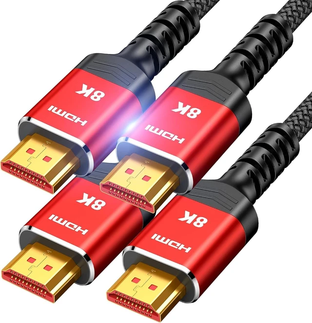 Main image of 8K HDMI 2.1 Cable 2-Pack 15FT/4.5M, 48Gbps Ultra High Speed-Red