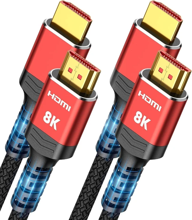 Main image of 8K HDMI 2.1 Cable 2-Pack 6.6FT/2M, 48Gbps Ultra High Speed-Red