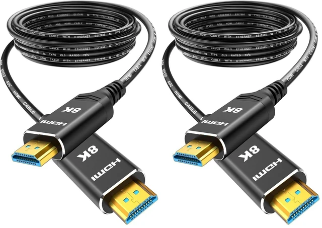 Main image of 50 ft 8K 4K Fiber Optic HDMI Cable in-Wall CL3 Long HDMI Cord (Pack of 2)