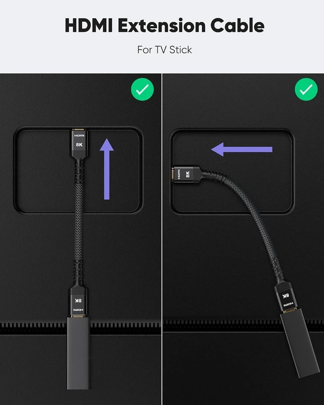 Alt view image 2 of 7 - 8K 4K HDMI Extender Cable 3.3FT/1M Short HDMI Extension Cable 2.1 4K@30Hz/ 60Hz/ 120Hz, Ultra high Speed HDMI Adapter Male to Female Compatible with PS5 Roku Stick Blu Ray Player HDTV Laptop