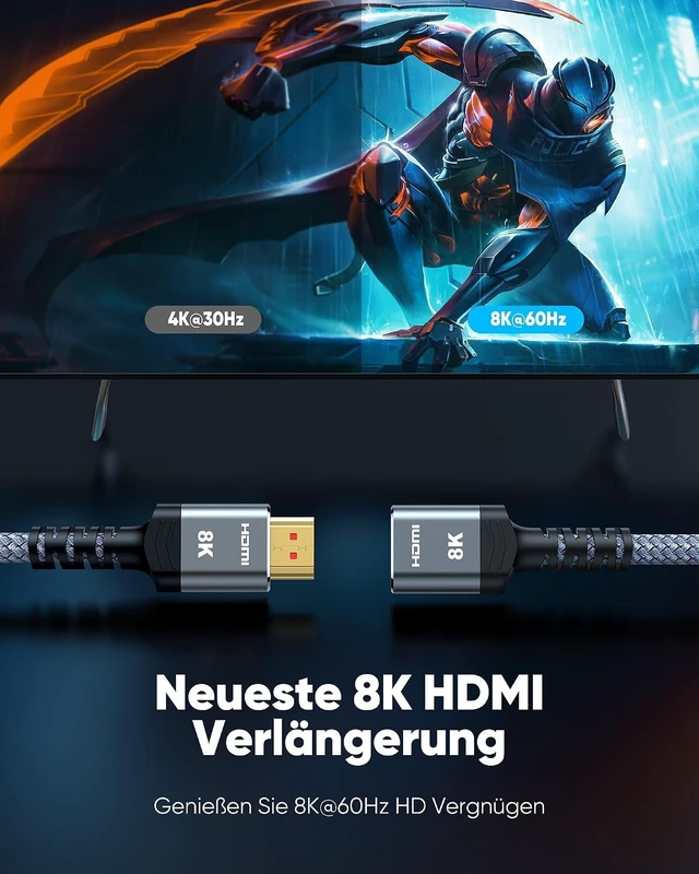 Alt view image 3 of 7 - 8K 4K HDMI Extender Cable, Short HDMI Extension Cable 2.1 4K@30Hz/ 60Hz/ 120Hz, Ultra high Speed HDMI Adapter Male to Female Compatible with PS5 Roku Stick Blu Ray Player HDTV Laptop 5FT