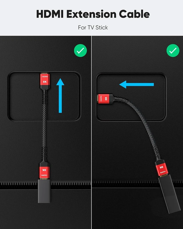 Alt view image 2 of 7 - 8K 4K HDMI Extender Cable, Short HDMI Extension Cable 2.1 4K@30Hz/ 60Hz/ 120Hz, Ultra high Speed HDMI Adapter Male to Female Compatible with PS5 Roku Stick Blu Ray Player HDTV Laptop 3.3FT