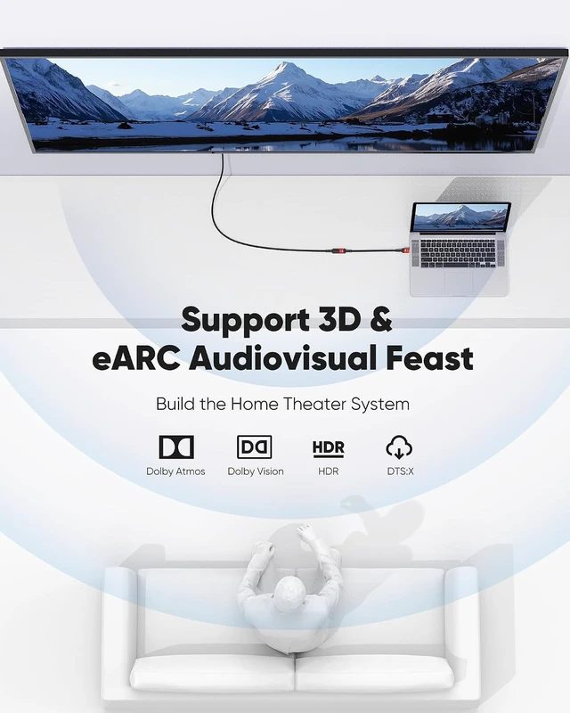 Alt view image 5 of 7 - 8K 4K HDMI Extender Cable, Short HDMI Extension Cable 2.1 4K@30Hz/ 60Hz/ 120Hz, Ultra high Speed HDMI Adapter Male to Female Compatible with PS5 Roku Stick Blu Ray Player HDTV Laptop 3.3FT