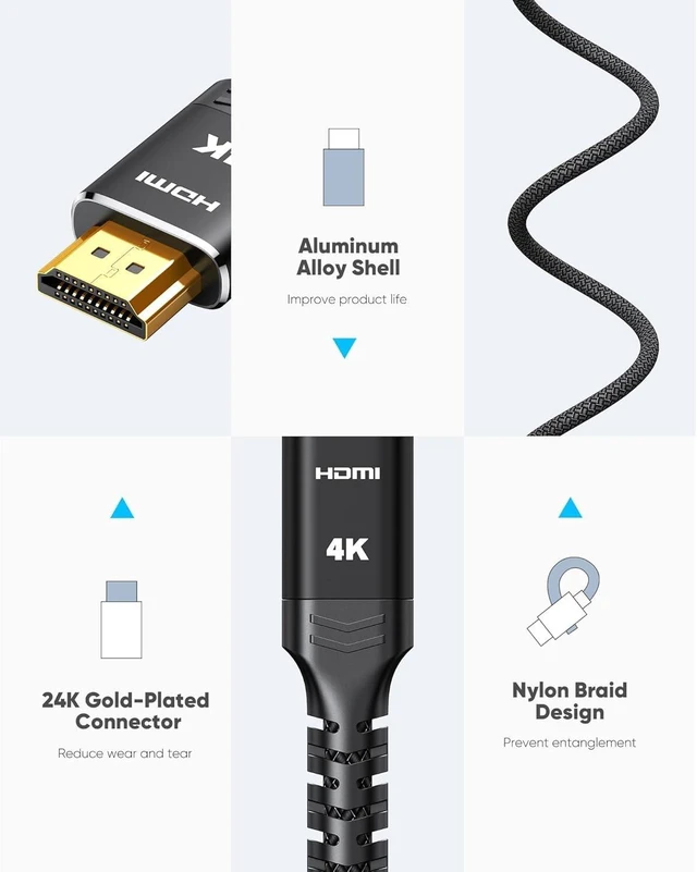Alt view image 3 of 7 - Mini HDMI to HDMI Cable 15FT,Black 4K 60Hz High Speed