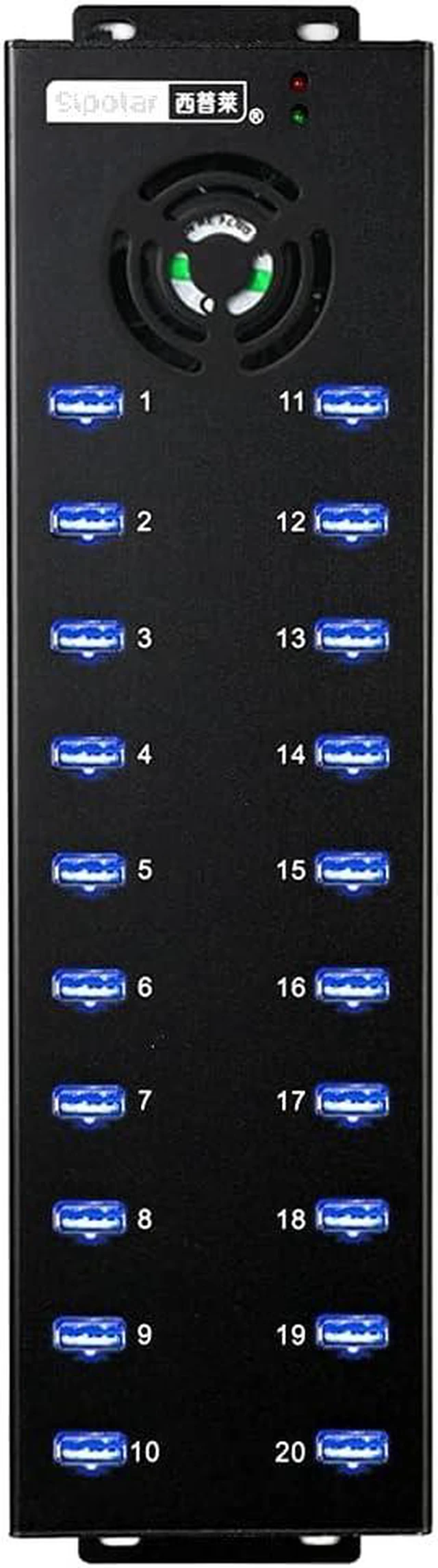 Main image of Industrial 20-Port USB 2.0 High Power Hub with up to 1.2A Charging Current per Port