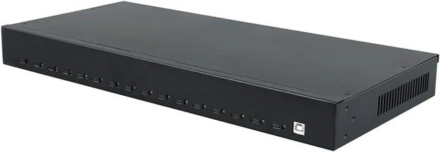 Main image of 16-Port USB-C sync Charging hub Station-Charging Cabinet Hub-5V 40A 200W USB Charger Output-high Speed Charging hub Station for Smartphone Tablet-Rackmount-Black Metal