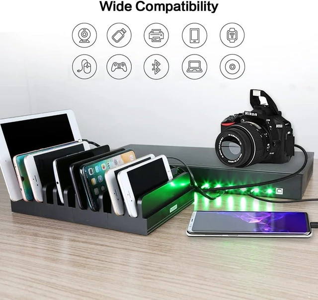Alt view image 2 of 7 - 16-Port USB-C sync Charging hub Station-Charging Cabinet Hub-5V 40A 200W USB Charger Output-high Speed Charging hub Station for Smartphone Tablet-Rackmount-Black Metal