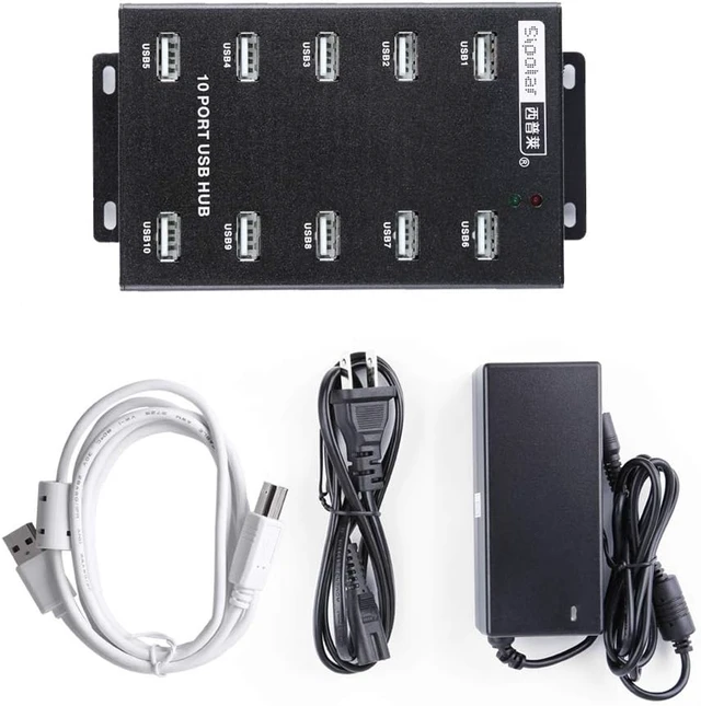 Alt view image 5 of 7 - 10-Port Powered USB 2.0 Hub and 16 Ports USB 3.0 Hub, USB Data Hub Splitter Industrial USB Powered Hub for Laptop PC Multiple Devices