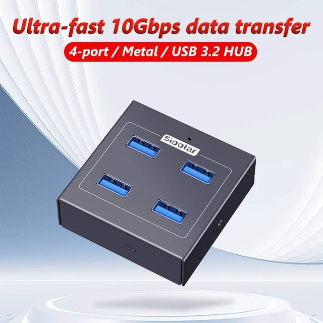 Alt view image 2 of 7 - Metal 10Gbps USB3.2 USB-A Hub,4 Ports USB3.2 Gen2,mouting Bracket,USB Expander for Laptop PC MacBook