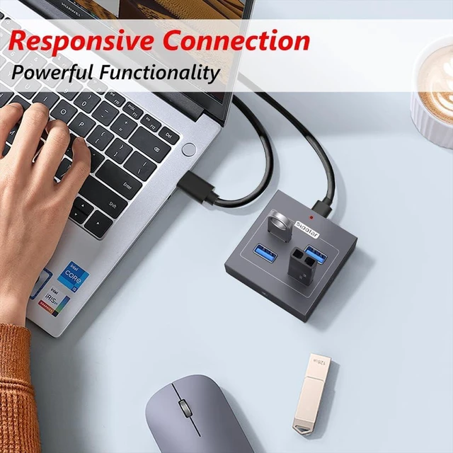Alt view image 5 of 7 - Metal 10Gbps USB3.2 USB-A Hub,4 Ports USB3.2 Gen2,mouting Bracket,USB Expander for Laptop PC MacBook