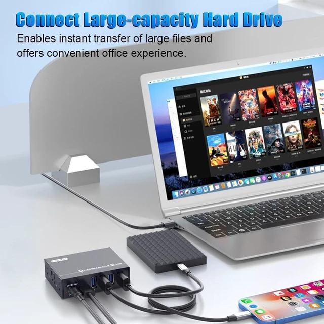 Alt view image 7 of 7 - 4-Port USB 3.2 Gen2 Hub, 10Gbps Transfer Speed, Driver-Free, Compatible with Windows/MacOS/Linux