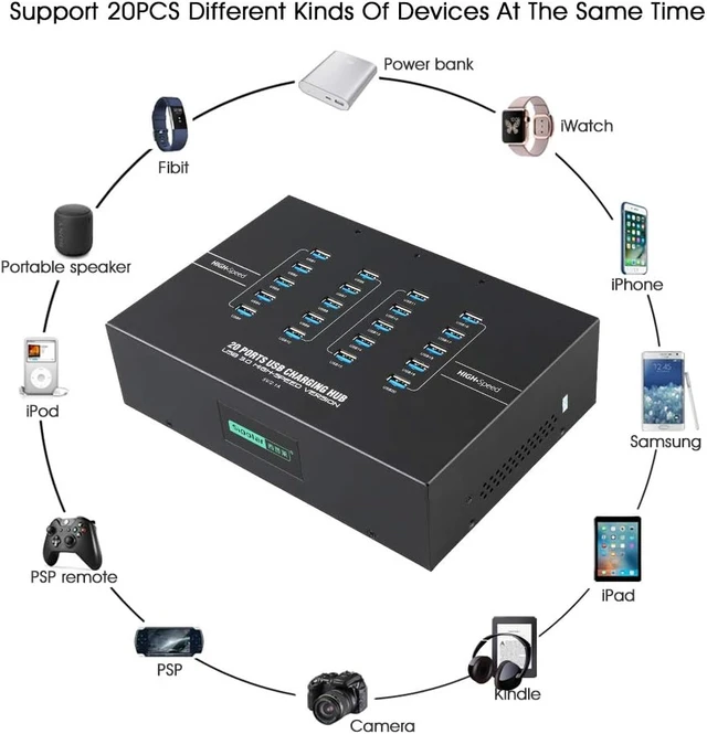 Alt view image 4 of 7 - USB 3.0 Hub Industrial 20-Port USB Hub/Charging Station Support Mobile Devices/Tablets Refurbishing - 5120Mbps