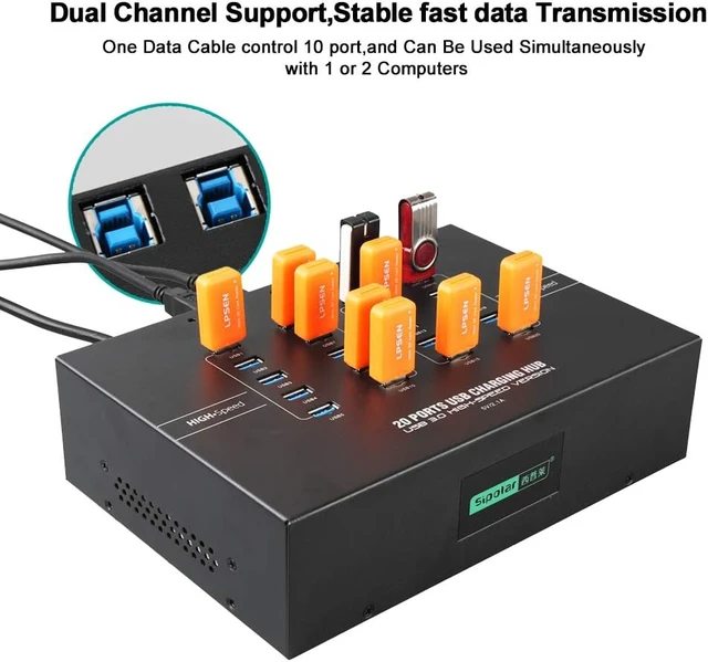 Alt view image 6 of 7 - USB 3.0 Hub Industrial 20-Port USB Hub/Charging Station Support Mobile Devices/Tablets Refurbishing - 5120Mbps