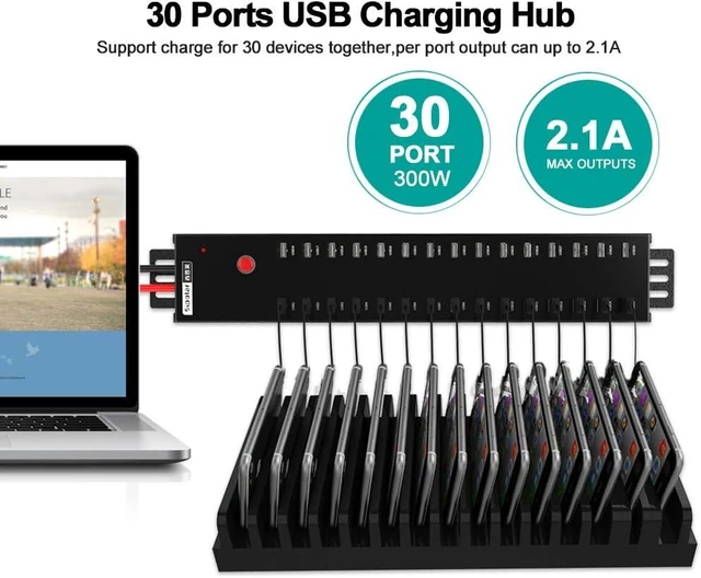 Alt view image 3 of 7 - A-812 USB Charger, USB Data Hub,USB 2.0 HUB 30 Ports, USB Charging Station Built in 300Watt Power Supply - 2A Charging