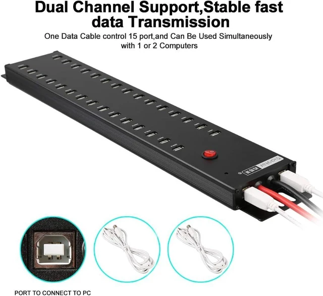 Alt view image 5 of 7 - A-812 USB Charger, USB Data Hub,USB 2.0 HUB 30 Ports, USB Charging Station Built in 300Watt Power Supply - 2A Charging