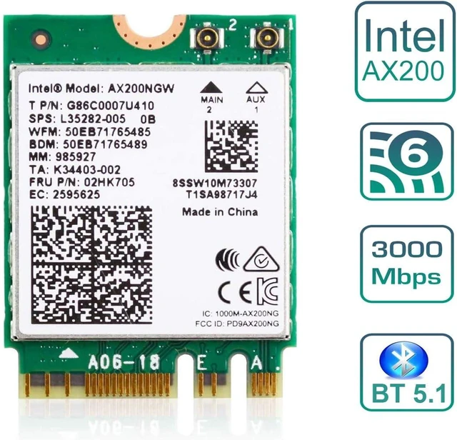 Alt view image 7 of 7 - WiFi 6 AX200NGW M.2 Wireless Network Card WiFi Adapter with Bluetooth 5.0 Receiver Adapters for Notebook Laptop PC 802.11AX Dual Band 2.4GHz 574Mbps / 5GHz 2.4Gbps Support Windows 10 64bit
